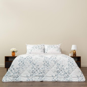 Постельное белье с одеялом-покрывалом Мадлен цвет: белый, синий