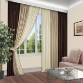 Классические шторы Велари цвет: коричневый, бежевый, молочный