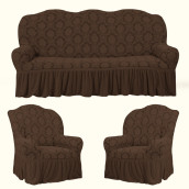 Комплект чехлов на диван и два кресла Justy цвет: темно-коричневый (185 см, 50 см - 2 шт)