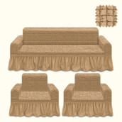 Комплект чехлов на диван и два кресла Larry цвет: песочный (185 см, 50 см - 2 шт)