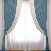 Классические шторы Латур цвет: белый, голубой