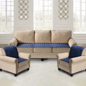 Комплект накидок на диван и два кресла Соты цвет: синий
