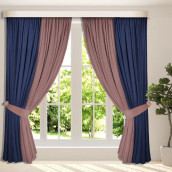 Классические шторы Canvas цвет: синий, пыльно-розовый