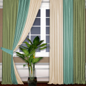 Классические шторы Narina цвет: оливковый, бирюзовый, бежевый