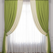 Классические шторы Латур цвет: сливочный, зеленый (170х270 см - 2 шт)