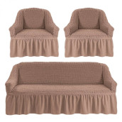 Комплект чехлов на диван и два кресла Larry цвет: светло-кофейный (185 см, 50 см - 2 шт)