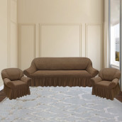 Комплект чехлов на диван и два кресла Robbie цвет: светло-коричневый (185 см, 50 см - 2 шт)