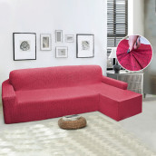 Чехол на угловой диван (правый угол) оттоманка Нелла цвет: бордовый (240 см)