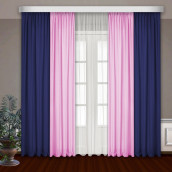 Классические шторы Bryson цвет: синий, розовый (145х270 см - 2 шт)