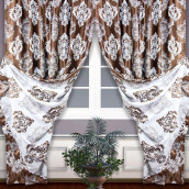 Классические шторы Merla цвет: шоколадный, бежевый (180х270 см - 2 шт)