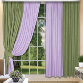 Классические шторы Holly цвет: оливковый, сиреневый (160х250 см - 2 шт)