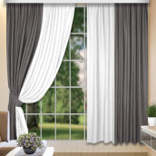 Классические шторы Jerrold цвет: серый, белый (160х250 см - 2 шт)