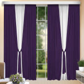 Классические шторы Odri цвет: фиолетовый, белый (210х250 см - 2 шт)