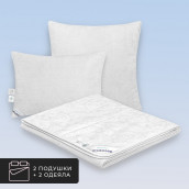 Набор 2 одеяла + 2 подушки облегченное Skylor, льняное волокно в хлопковом тике (220х240-2 шт, 50х70-2 шт)