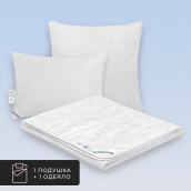 Набор 1 одеяло + 1 подушка облегченное Skylor, льняное волокно в хлопковом тике (220х240, 50х70)