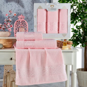 Набор из 3 полотенец Babette цвет: светло-розовый (50х90 см - 2 шт, 70х140 см)