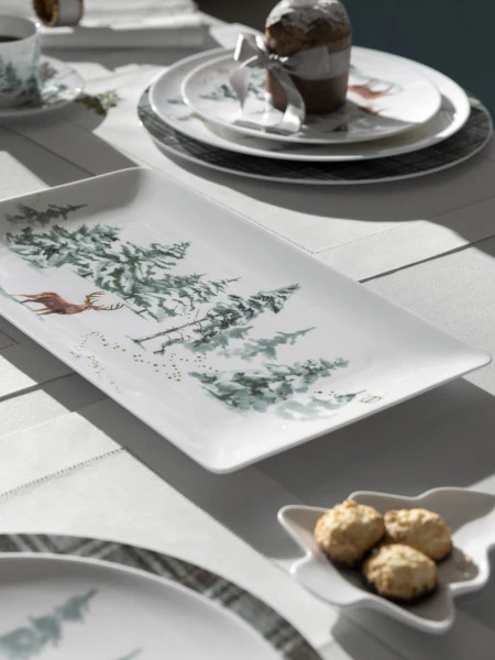 Блюдо новогоднее прямоугольное Сноуви (38х23 см)