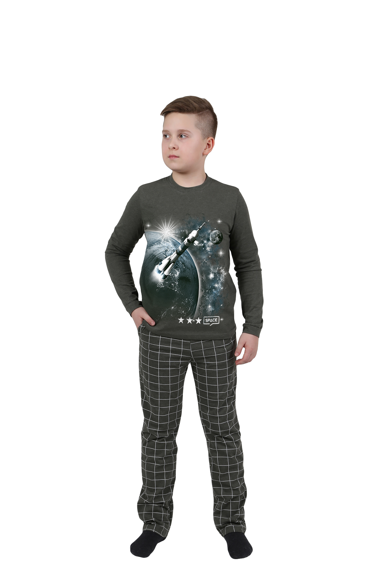 Детская пижама Космос Цвет: Хаки (11 лет), размер 11 лет otj636475 Детская пижама Космос Цвет: Хаки (11 лет) - фото 1