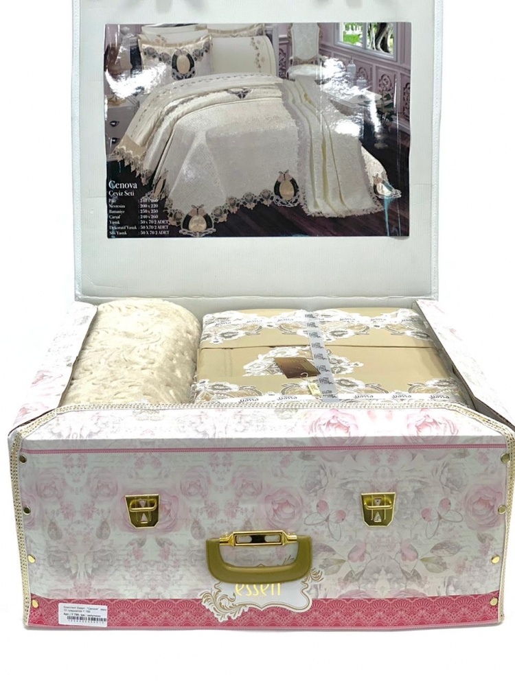 Постельное белье с покрывалом-пледом Vincent цвет: кремовый (2 сп. евро), размер 50х70 (6 шт)