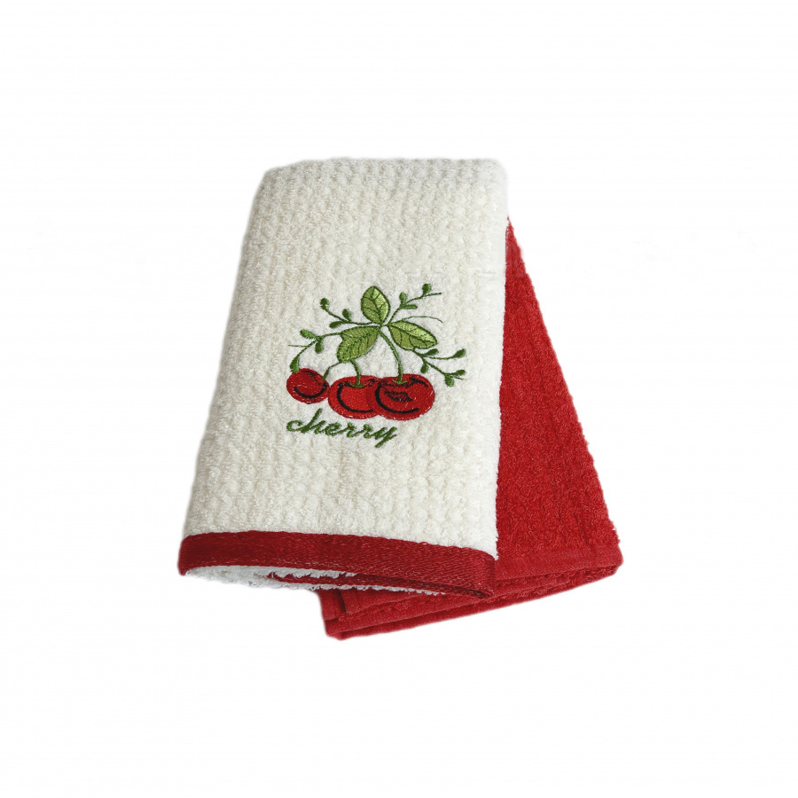 Кухонное полотенце Вишня цвет: кремовый, красный (40х60 см - 2 шт), размер 40х60 см - 2 шт