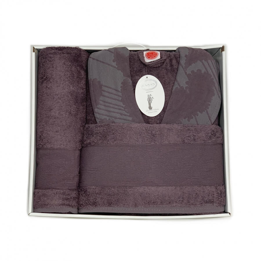 Банный халат Paula цвет: бежевый, серый (L-XL), размер L-xL kvn954865 Банный халат Paula цвет: бежевый, серый (L-XL) - фото 1