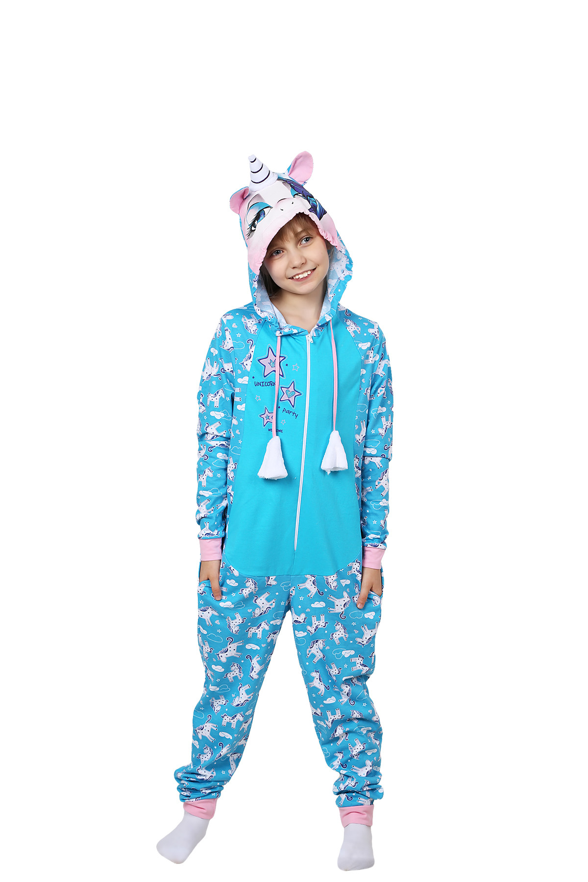 Детская пижама-кигуруми Единорожка Цвет: Бирюзовый (4-5 лет), размер 4-5 лет