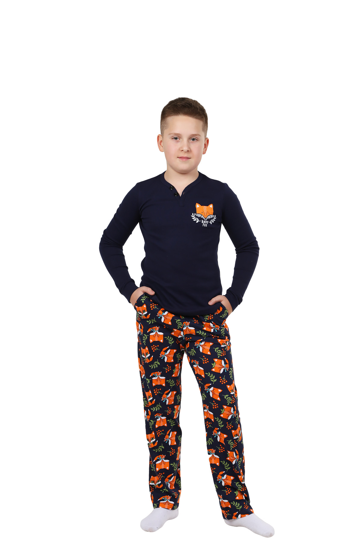 Детская пижама Лисенок Цвет: Темно-Синий (11 лет), размер 11 лет otj640781 Детская пижама Лисенок Цвет: Темно-Синий (11 лет) - фото 1