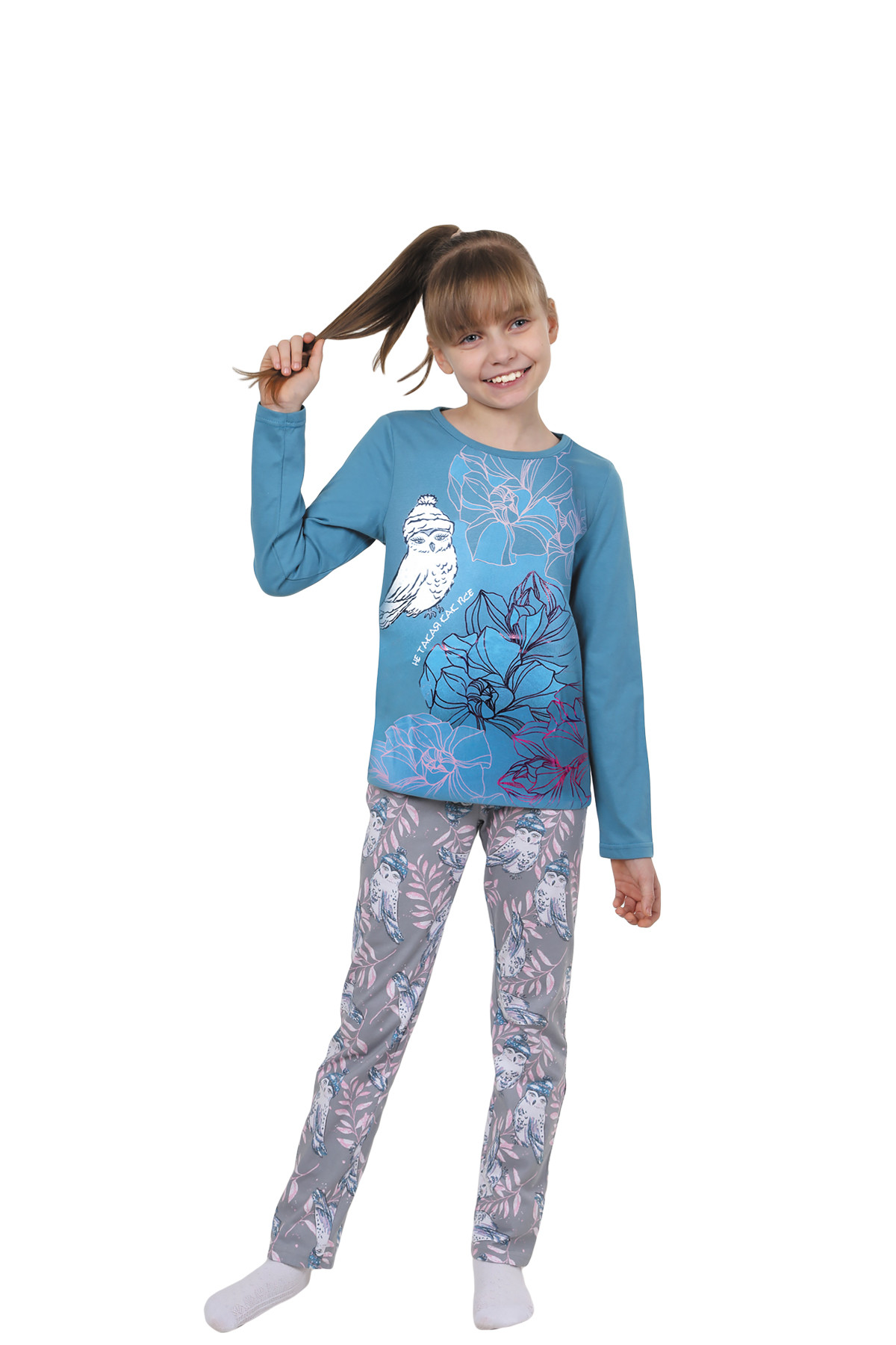 Детская пижама Совушка Цвет: Петрольный (11 лет), размер 11 лет