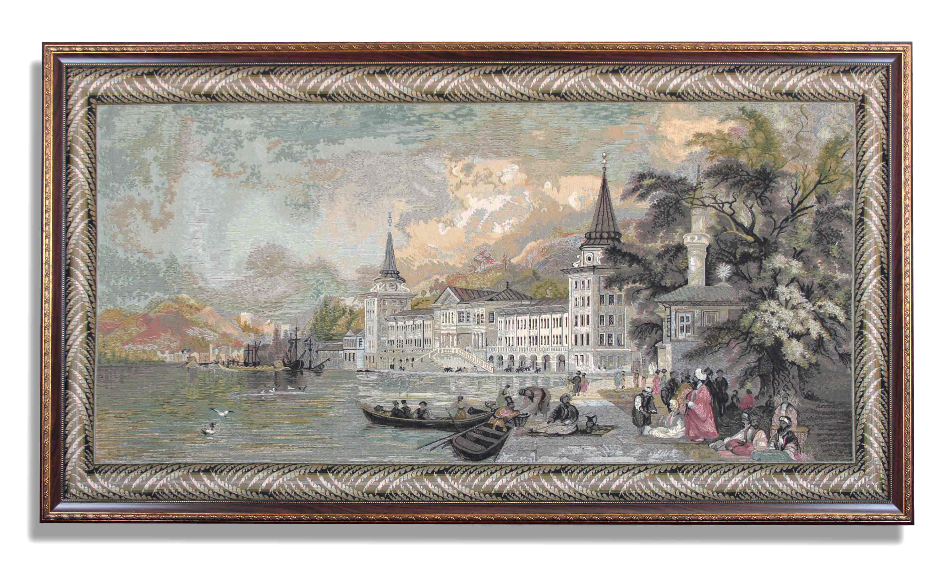 Картина Торговый Причал (77х139 см), размер 77х139 см, цвет серый