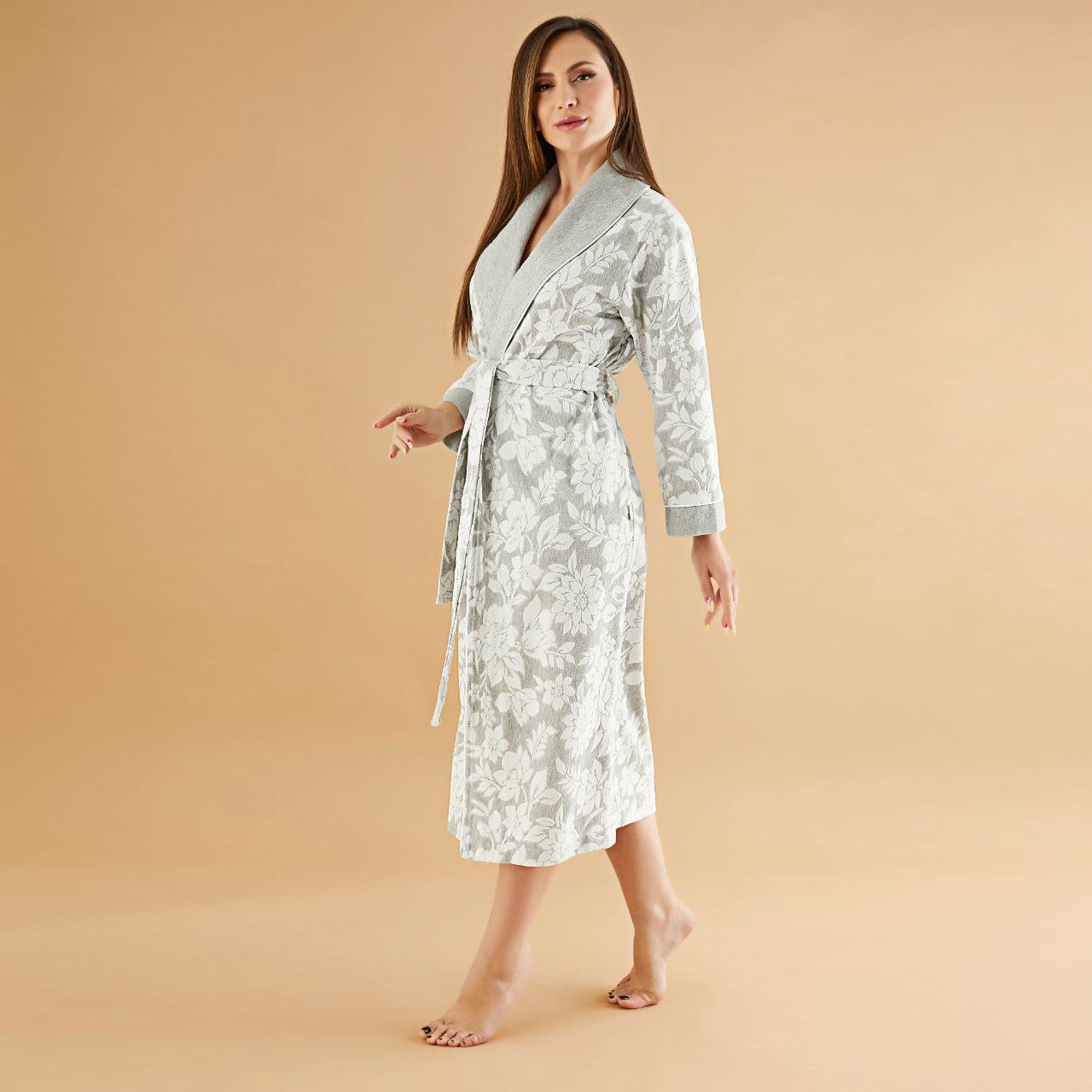 Банный халат Delinda цвет: серо-белый (2XL)