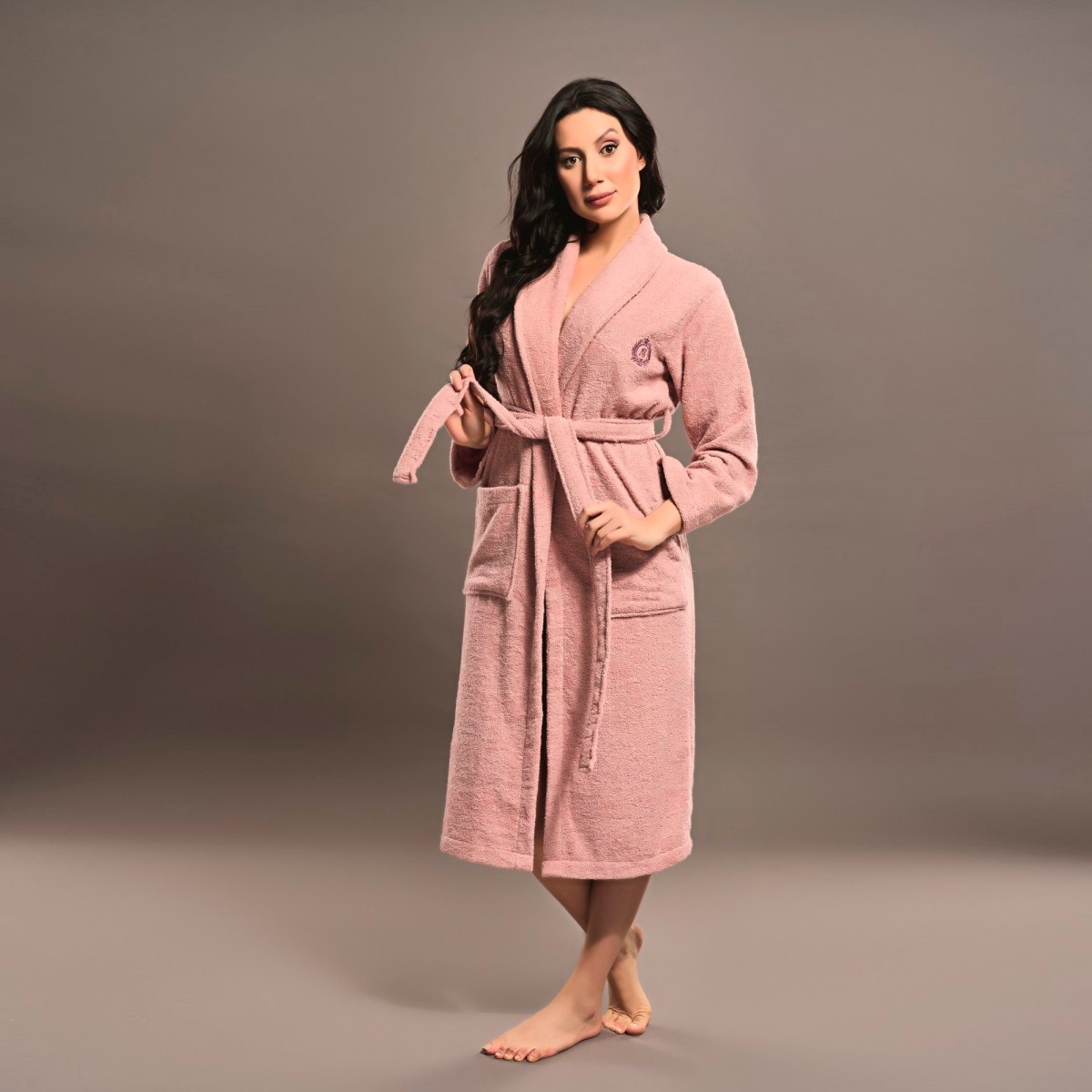 Банный халат Аманда цвет: пудровый (L-XL)
