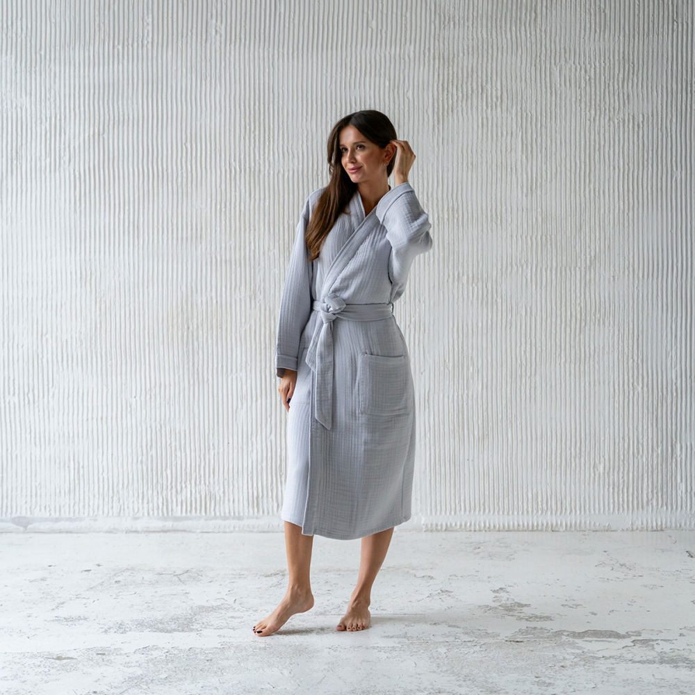 Банный халат Шифу цвет: светло-серый (XL)