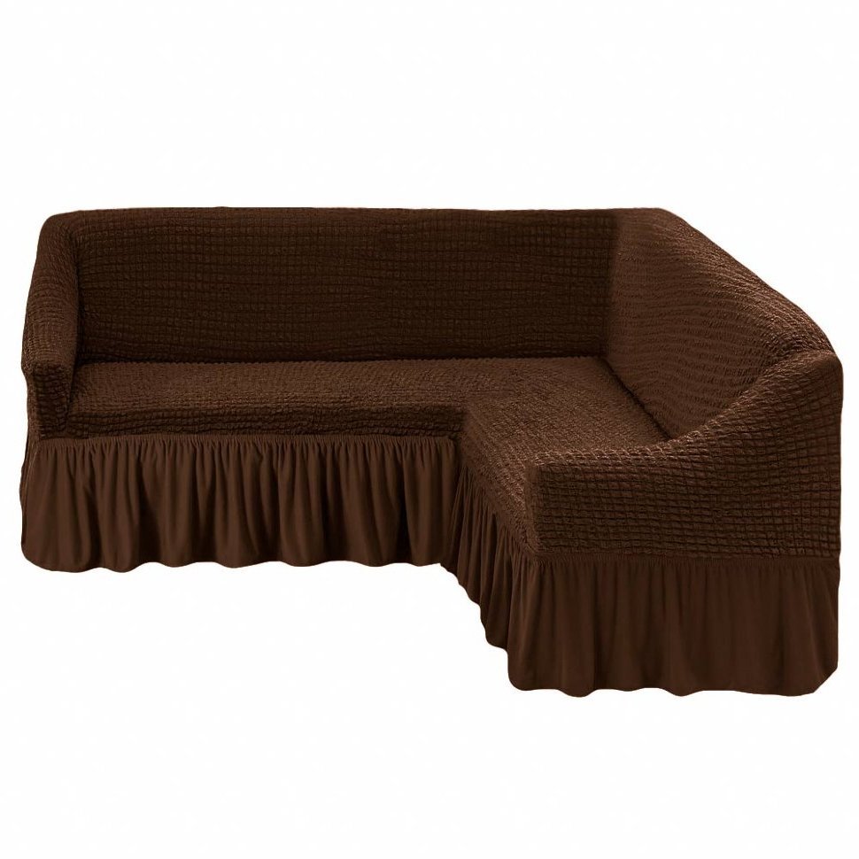 Чехол на угловой диван (правый угол) оттоманка Tiara цвет: шоколадный (240 см), размер 240 см
