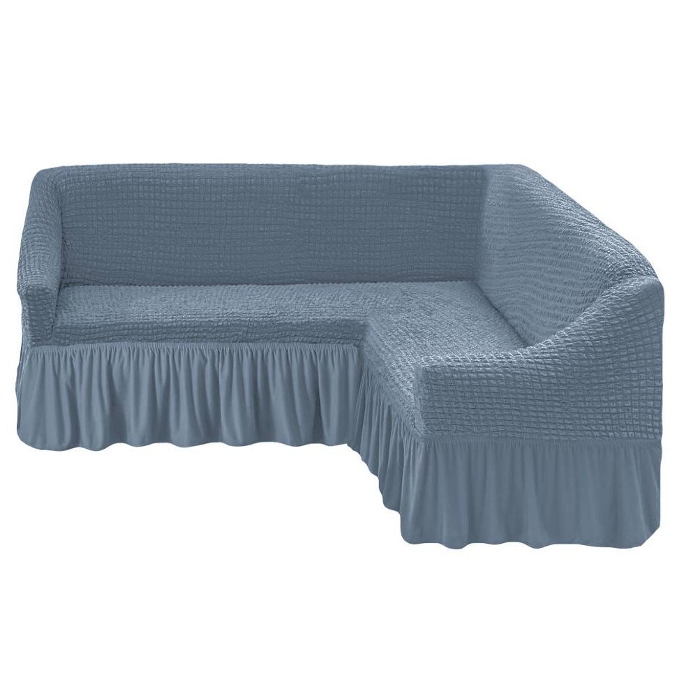 Чехол на угловой диван (правый угол) оттоманка Tiara цвет: Серый (240 см), размер 240 см