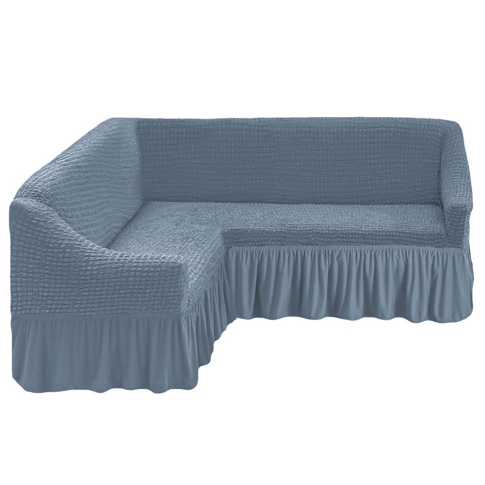 Чехол на угловой диван (левый угол) оттоманка Meril цвет: Серый (240 см), размер 240 см