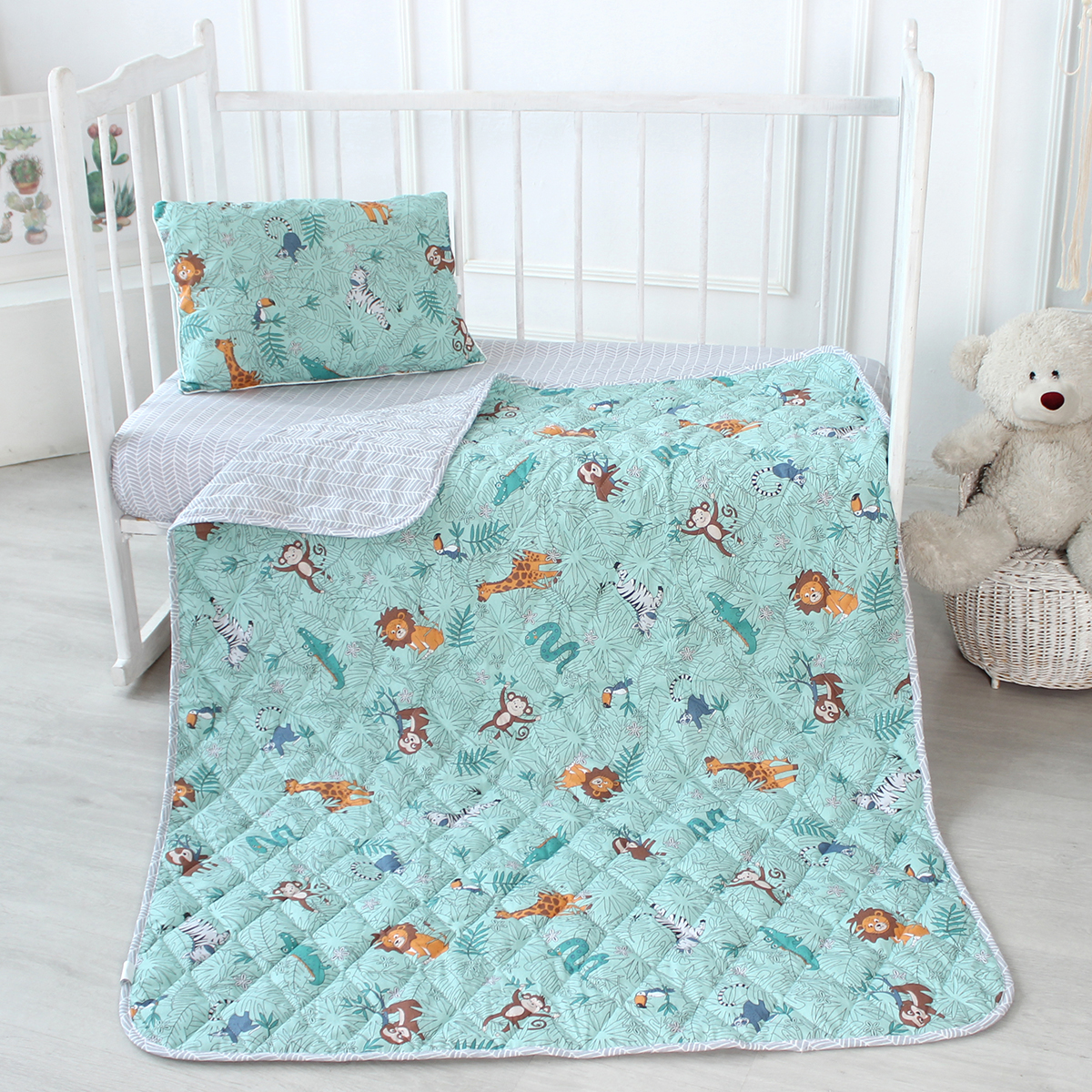 Детское одеяло Сафари легкое цвет: мятный (110х140 см), размер 110х140 см