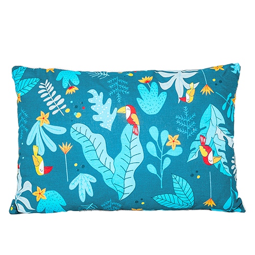 Детская подушка Тропические птички мягкая цвет: синий, мультиколор (40х60), размер 40х60