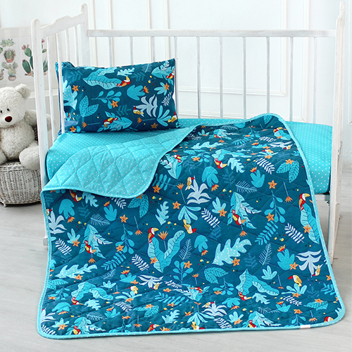 Детское одеяло Тропические птички легкое цвет: синий, мультиколор (110х140 см), размер 110х140 см
