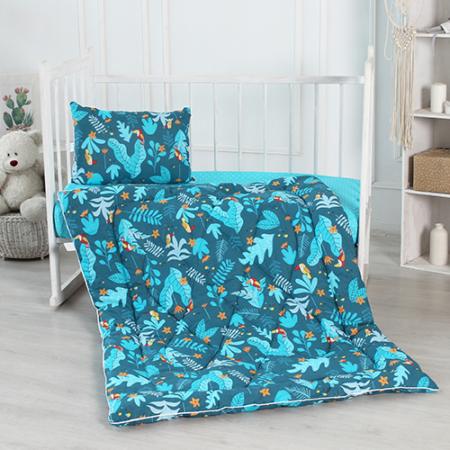Детское одеяло Тропические птички теплое цвет: синий, мультиколор (110х140 см), размер 110х140 см
