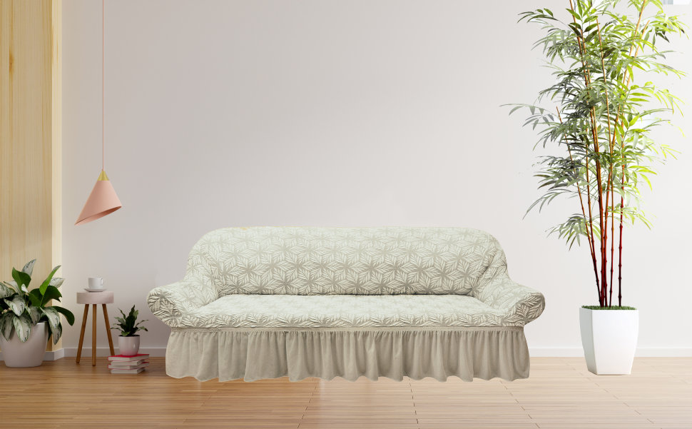 Чехол для дивана Jezebel цвет: кремовый (Трехместный), размер Без наволочек kks837465 Чехол для дивана Jezebel цвет: кремовый (Трехместный) - фото 1