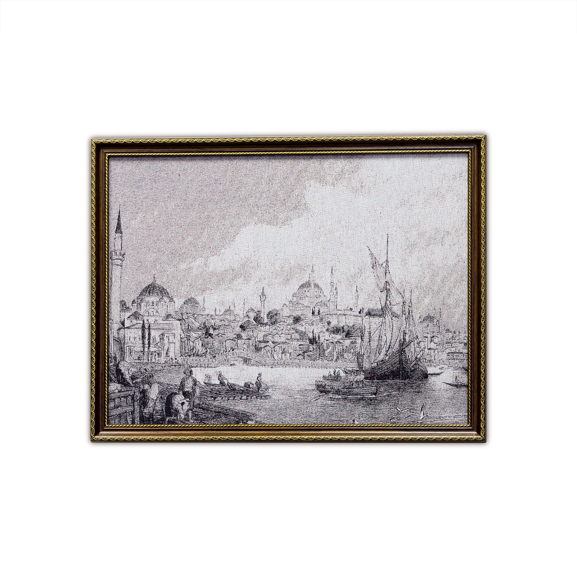 Картина Старинная Гравюра Причал (48х58 см), размер 48х58 см, цвет серый alg381916 Картина Старинная Гравюра Причал (48х58 см) - фото 1