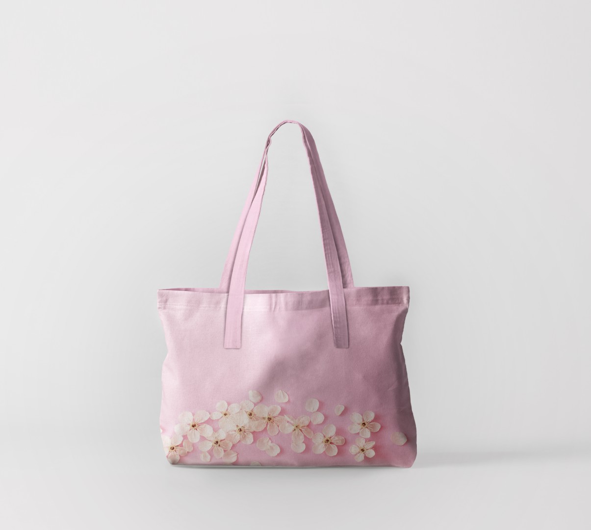 Пляжная сумка Цветы вишни на розовом фоне (50х40 см), размер 40х50 см