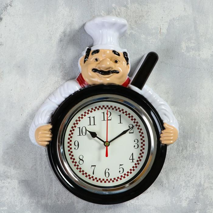 Часы Повар со сковородой (4х20х27 см), размер 4х20х27 см sil970901 Часы Повар со сковородой (4х20х27 см) - фото 1