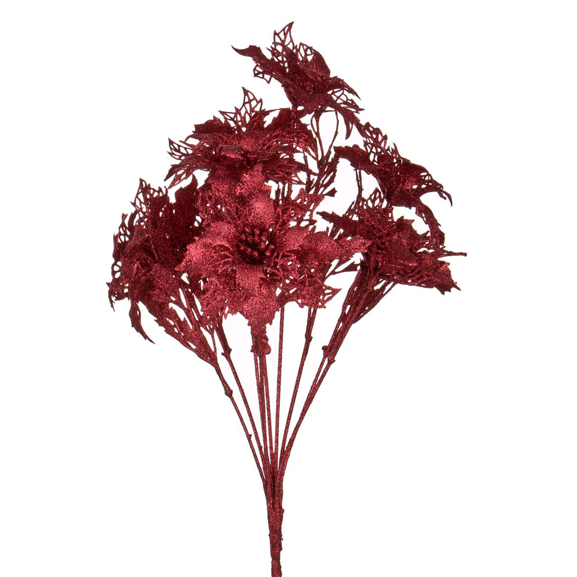 Искусственное растение Букет Пуансетий Цвет: Марсала (38 см), размер 38 см