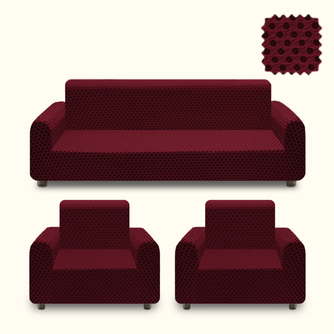 Чехлы для мебели и подушек KARTEKS Комплект чехлов на диван и два кресла Ganita цвет: бордовый (Одноместный,Трехместный)