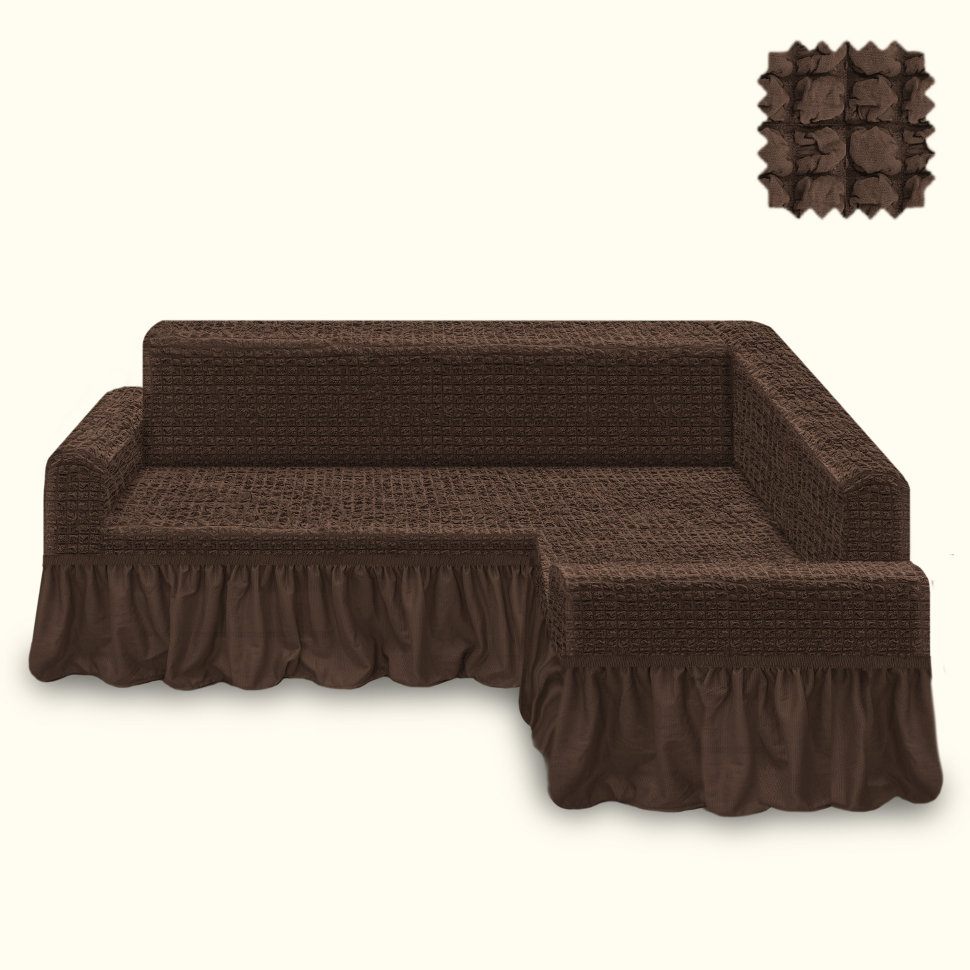 Чехлы для мебели и подушек KARTEKS Чехол на угловой диван (правый угол) Katey цвет: темно-коричневый (300 см)