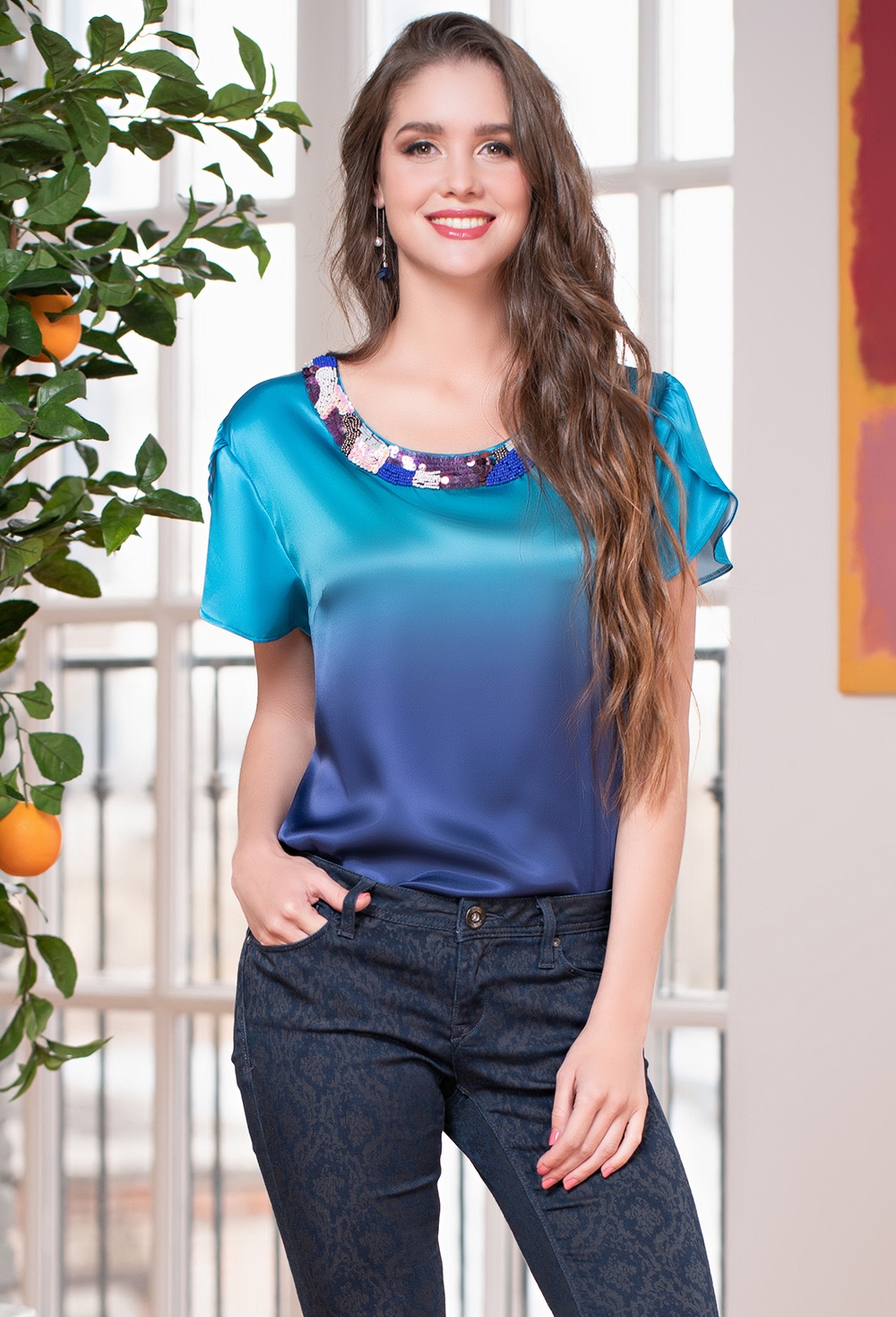 Блузка Selena Цвет: Сине-Голубой (42-44)