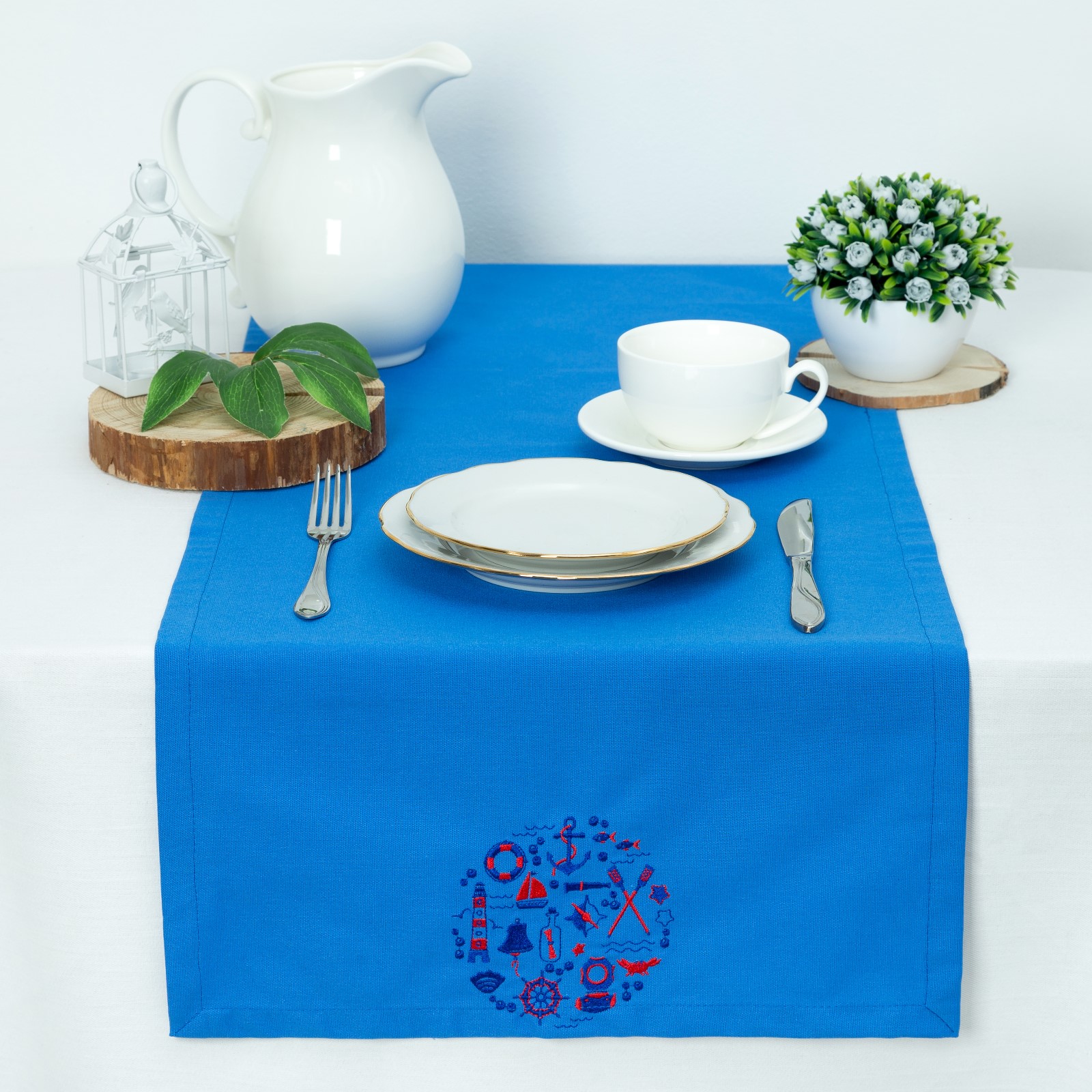Дорожка на стол Morskaya Tema Цвет: Синий (40х140 см), размер 40х140 см tel587701 Дорожка на стол Morskaya Tema Цвет: Синий (40х140 см) - фото 1