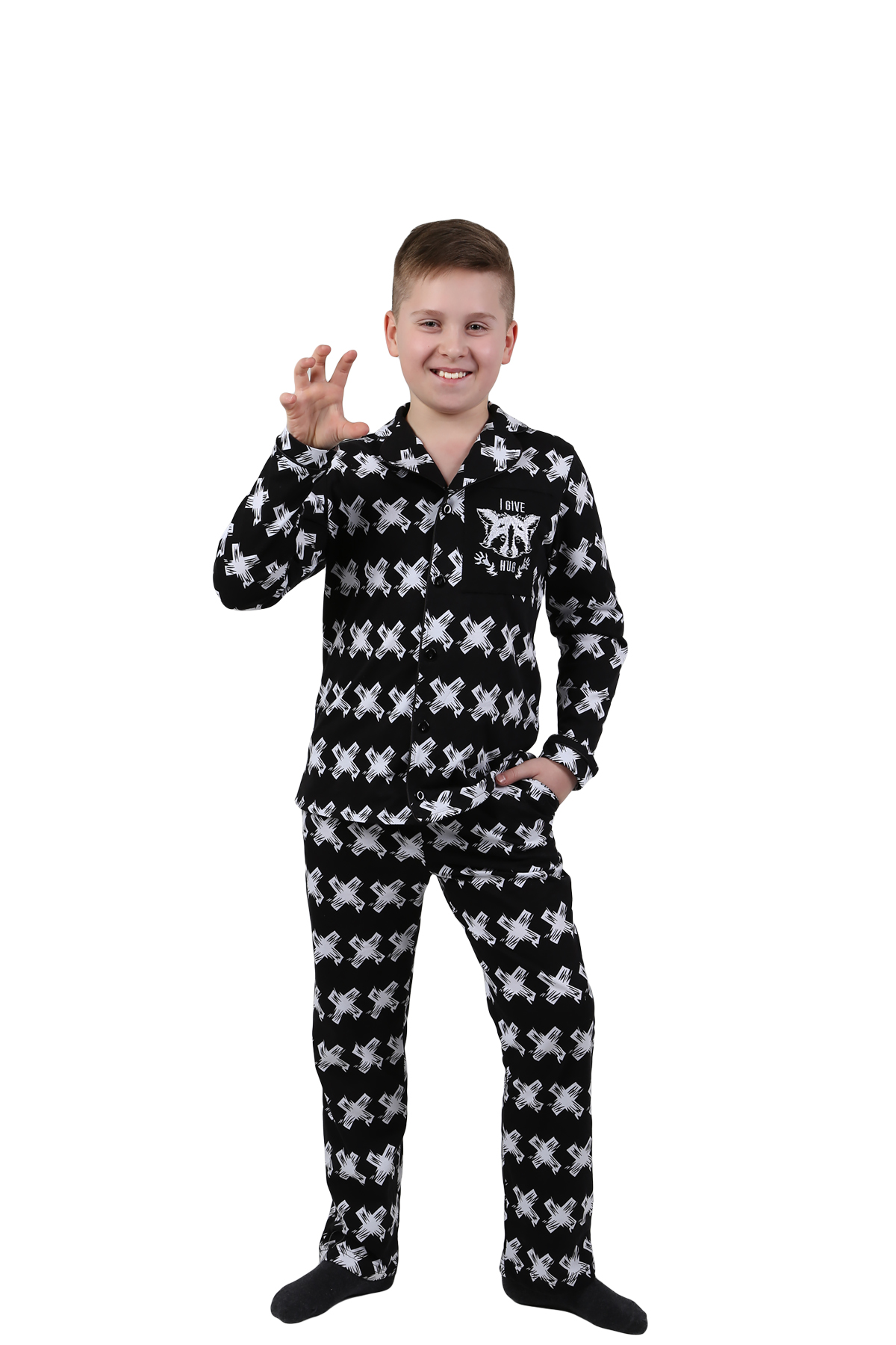 Детская пижама Енотик Цвет: Черный (10 лет), размер 10 лет otj636450 Детская пижама Енотик Цвет: Черный (10 лет) - фото 1