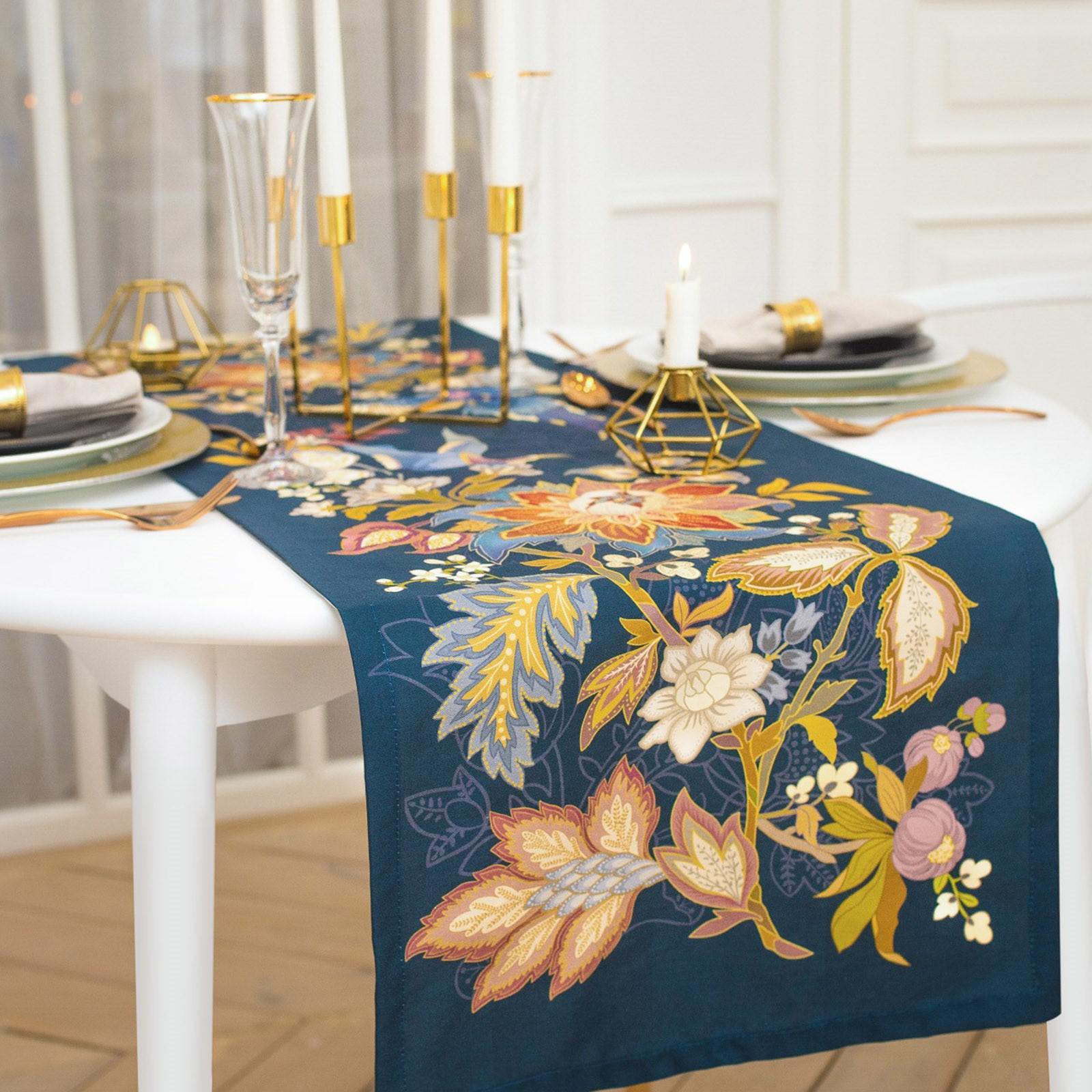 Дорожка на стол Deria цвет: синий (40х146 см), размер 40х146 см